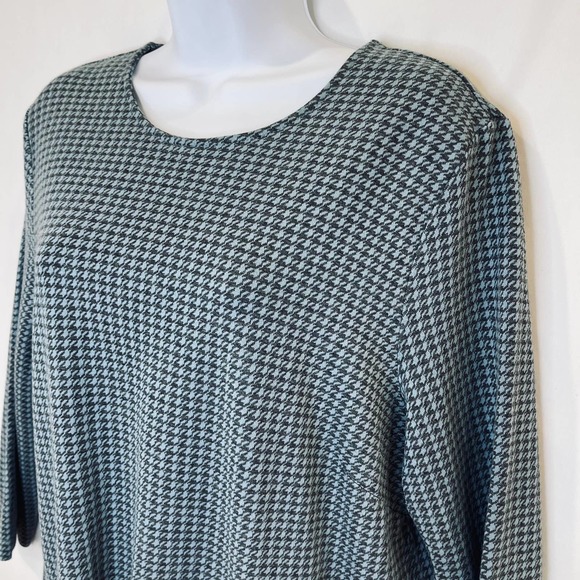 J. JILL women's large ponte knit 3/4 sleeve houndstooth top w/ pocket - Picture 2 of 9